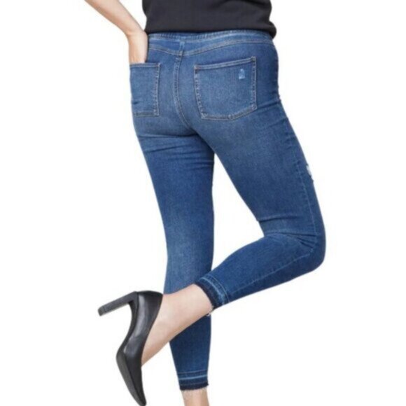 Spanx Distressed Skinny Medium Wash Jeans Jeggings Size XS - Picture 2 of 10